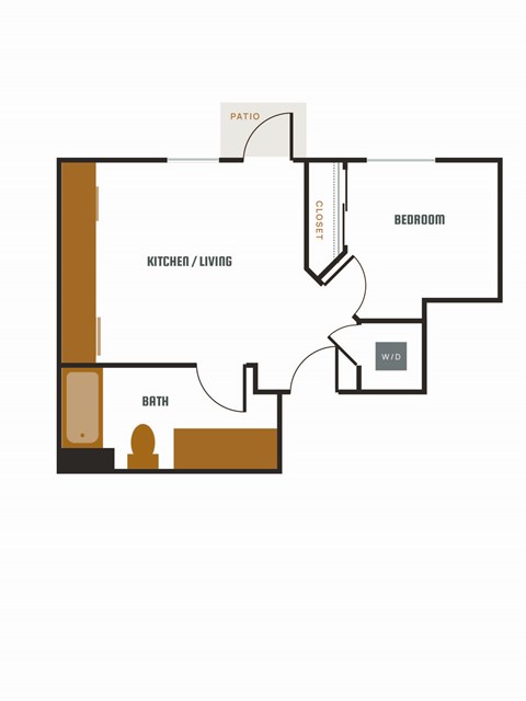 a floor plan of an apartment with a bedroom and a living room